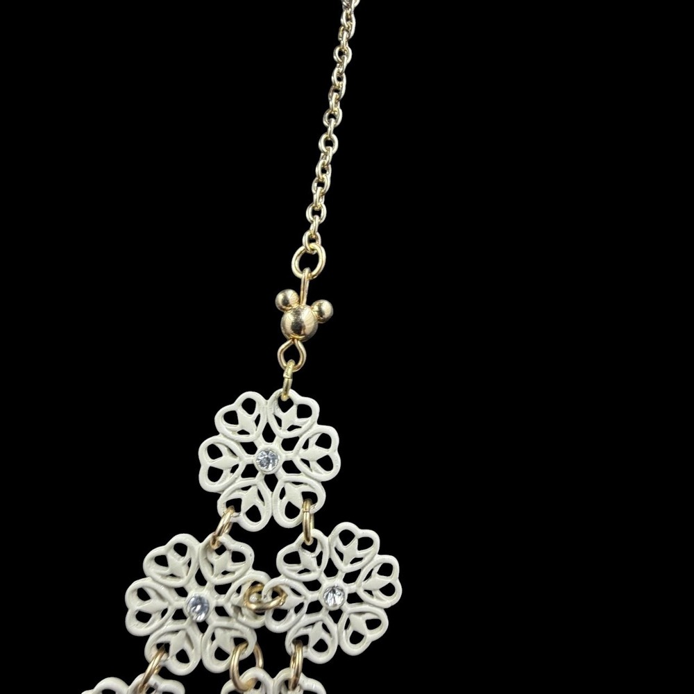 Disney Parks Floral Filigree Enamel Rhinestone Necklace and Bracelet Set Gold - Picture 4 of 8